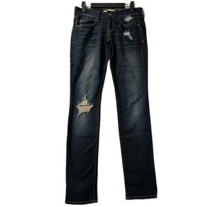 Hollister SoCal Stretch Jeans Women's Sz 1‎ W25 Dark Wash Distressed Y2K